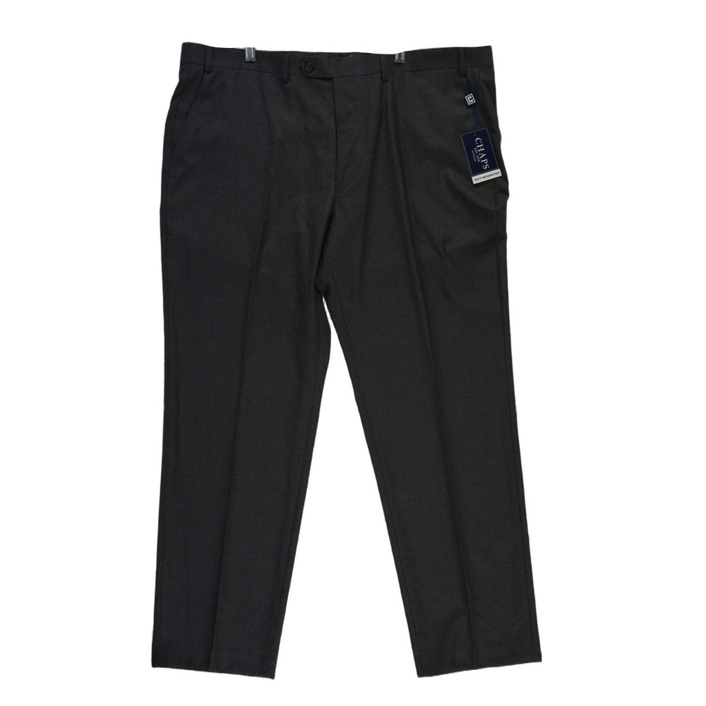 NWT Chaps Pants Trousers Men's Size 42x32 Gray Charcoal Straight Leg Flat